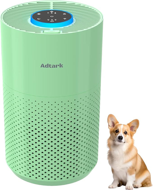 Air Purifiers for Home Bedroom, ADTARK Air Cleaner with H14 True HEPA 3-in-1 Filter, Sleep Mode & Aroma Function, 3 Light Modes, Room Air Purifier with 3 Timer for Office, Dorm, Hotel (Green)