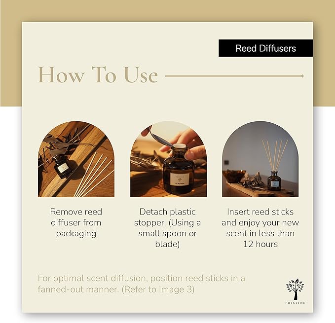 PRISTINE Ivory Coast Cotton/Inspired by Hyatt Hotel Scent Reed Diffuser for Home | Fresh Clean Sheet/Light Chamomile Reed Diffusers, Oil & Room Diffusers with Reed | Home Fragrance Scent Diffuser
