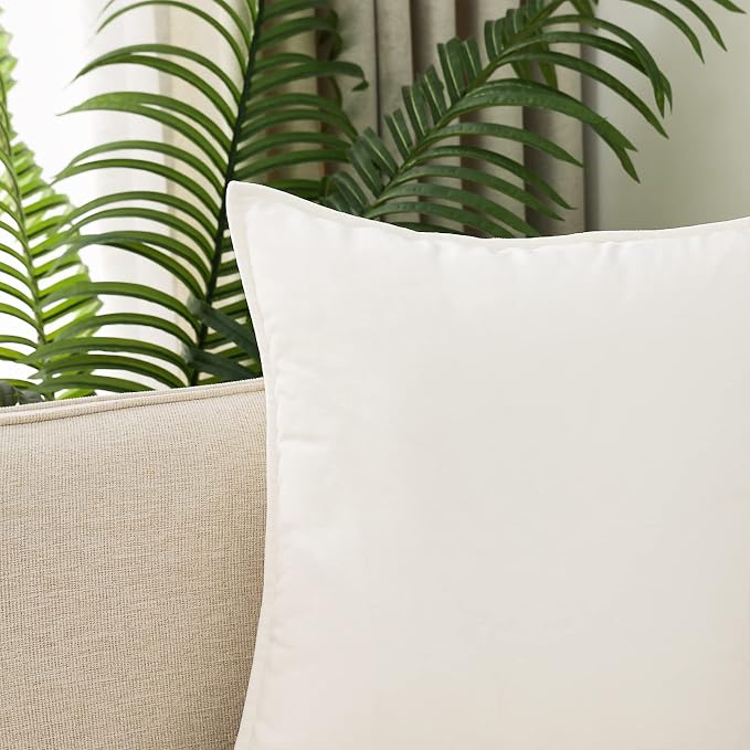 Velvet Cream white Throw Pillow Covers 22”x22”Pack of 2 Soft Decorative | Square Cushion Covers for Couch Sofa Bed Livingroom Car Home Decor,55x55Cm
