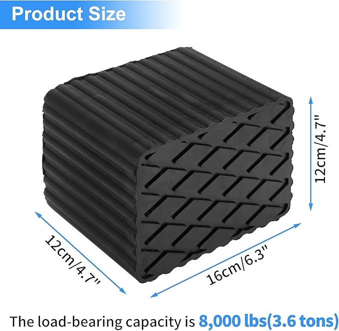 Car Jack Pads 6.3" x 4.7" x 4.7" Universal Jack Pad Jack Rubber Pad Heavy Duty Jack Stand Pads 8,000 Lbs(3.6 Tons) Anti-Slip Protect Frame Black 1Pc