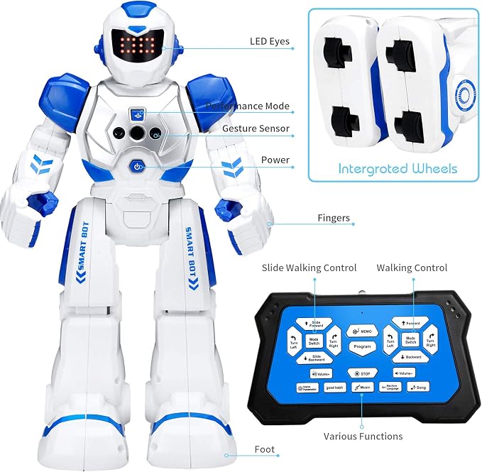 KingsDragon Robots Toy for Kids, RC Robot Gesture Sensing Toy | Interactive Walking Singing Dancing Robot Birthday Presents for Boys Girls Age 6 7 8 9 10 11 12 Years Old