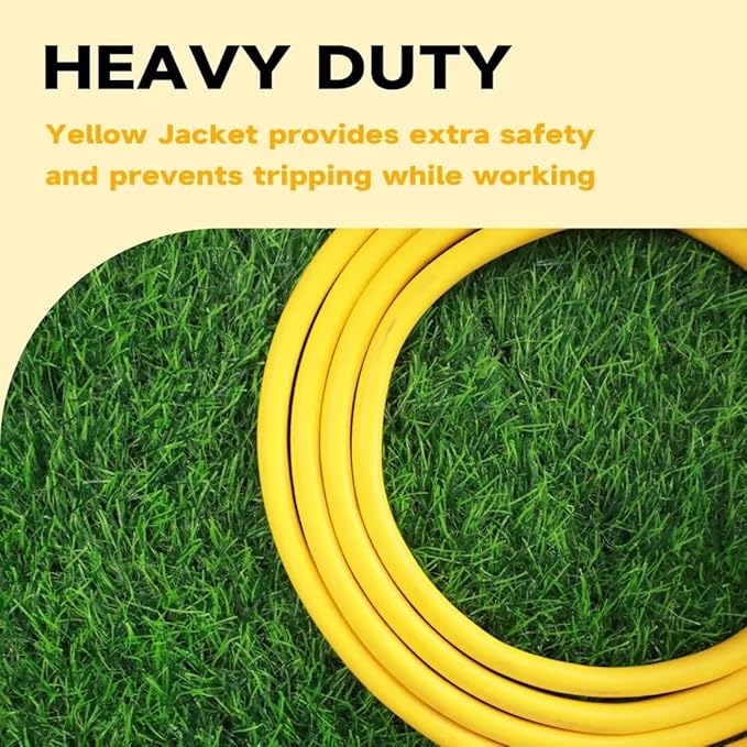 Outdoor Extension Cord with Lighted End, 12 Gauge Heavy Duty 10 FT, 3 Prong Grounded 15 Amp Extension Cord, 12/3 SJTW Waterproof Power Cord for Appliance, UL Listed, Yellow