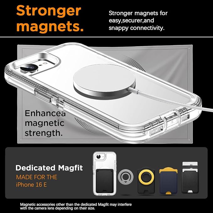 AICase for iPhone 17e Case/iPhone 16e Case Clear Support MagSafe 3 in 1 Heavy Duty Drop Protection Full Body Rugged Shockproof/Dust Proof 3-Layer Military Protective Tough Durable for 17e/16e 6.1"_1