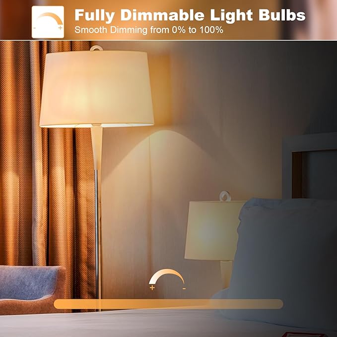 A19 Vintage LED Edison Bulbs 60 Watt, 4-Pack Dimmable E26 A19 6W LED 2700K Warm White Light Bulbs, E26 Base 6W Equal 60W A19/A60 Decorative Amber Light Bulb, 500LM (Upgrade Version)