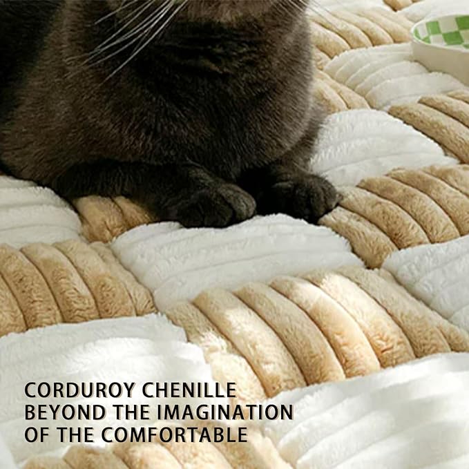 FunnyFuzzy Cream-Coloured Plaid Square Pet Mat Bed Couch Cover, Winter Thickened Dog Bed Cover Pet Blanket Sofa Couch Furniture Protector for Kids Dog Cat(Size:27.6 * 59.06 in,Color:Black)