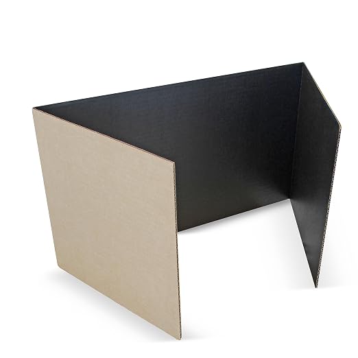 Flipside Products 18”x 48” Black Study Carrel, Privacy Boards, Student Privacy and Focus Booth for The Classroom, Desk Divider Cubby for Tests, Made in USA - 24 Pack