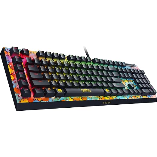 Razer BlackWidow V4 X Mechanical Gaming Keyboard, Pokémon Edition | Green Switches Tactile & Clicky, 6 Macro Keys, Chroma RGB, Doubleshot ABS Keycaps, Sound Dampening & Stabilizers