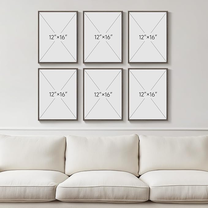 Framed Neutral Botanical Wall Art Set for Living Room, Vintage Minimalist Floral Canvas Painting Prints, Rustic Modern Farmhouse Boho Flower Line Pictures for Bedroom Dining Room Wall Decor, 12x16 In