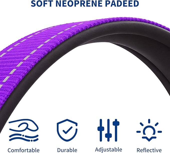 Reflective Dog Collar for Small Dogs with Dog Tags Personalized & Quick Release Buckle, Adjustable and Comfortable Nylon Pet Collar, Purple