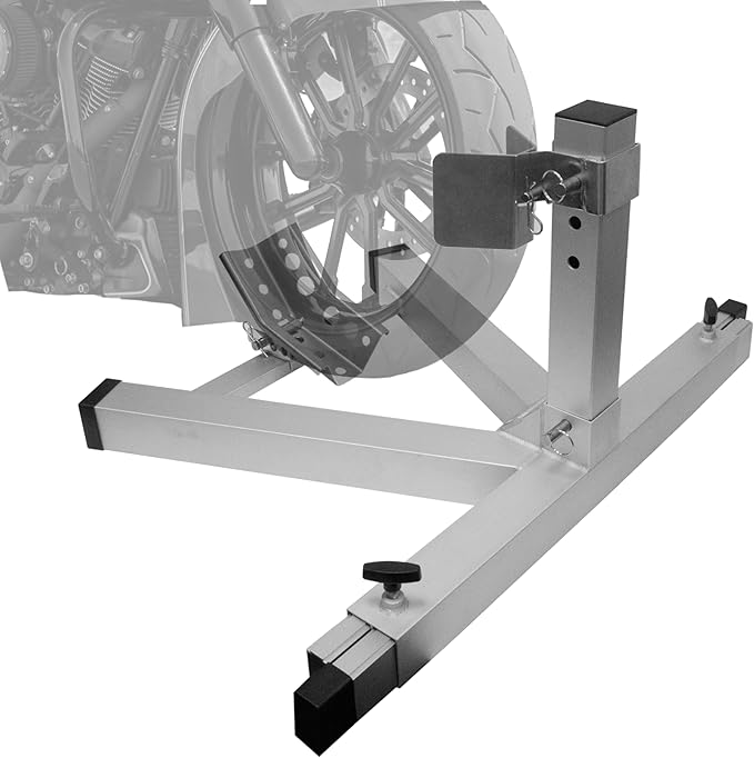 Extreme Max 5001.5975 Pro Series Aluminum Lightweight Heavy-Duty No Drill Adjustable Motorcycle Wheel Chock for Trailer, Garage, or Truck – Fits Tires 15" to 22"