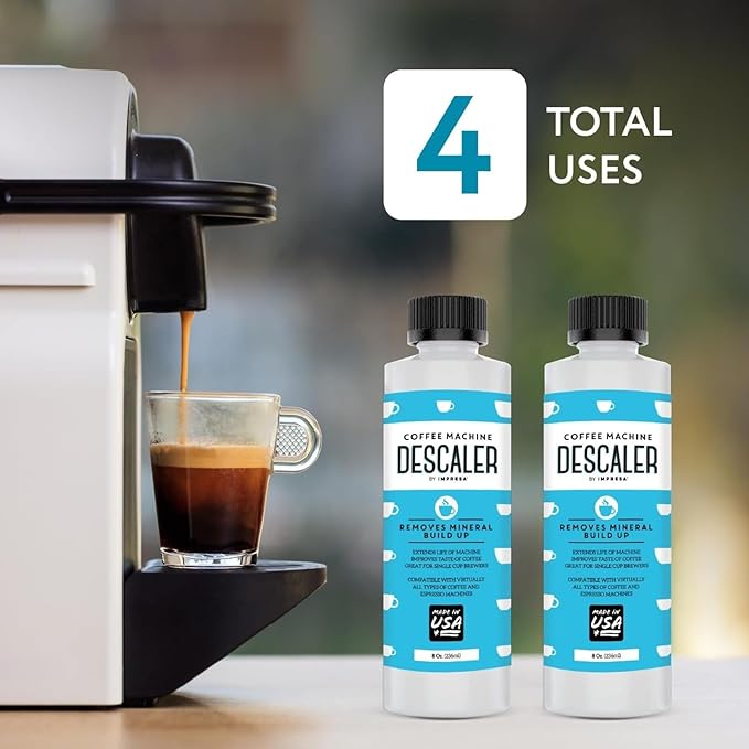IMPRESA Coffee Machine Descaler, 2-Pack (1-Year Supply) Universal Descaling | Solution for Keurig, Nespresso, Breville, De’Longhi, Jura & Ninja – Coffee Maker Cleaner and Limescale Remover – Made in USA