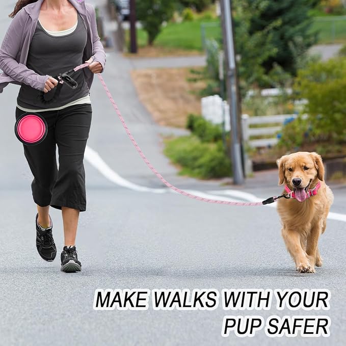 BARKBAY Dog Leashes for Large Dogs Heavy Duty Dog Leash 4/5/6 FT with Comfortable Padded Handle and Highly Reflective Threads for Medium Large Dogs Walking Training Running (6FT-1/2,Baby Pink)