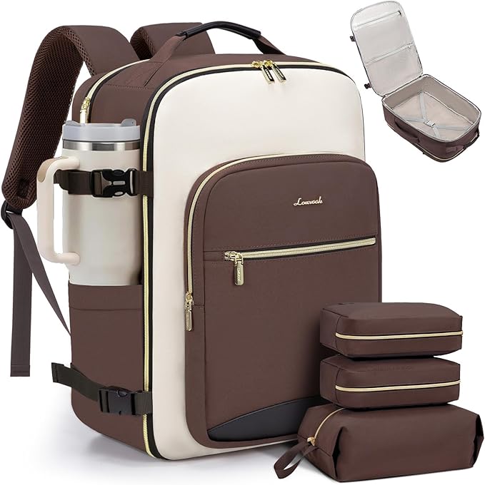 LOVEVOOK 50L Travel Backpack for Women & Men, Airline Approved Carry On Luggage with 3 Packing Cubes, TSA Overnight Bags, Waterproof Personal Item Bag, Weekender Essentials Backpacks fits 17" Laptop