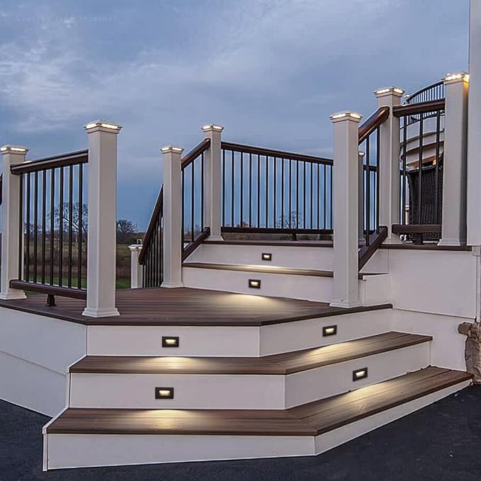 LEONLITE 5CCT 120V LED Step Lights, 3.5W 150LM 5%-100% Dimmable Horizontal Stair Lights Indoor Outdoor Wet Location, CRI90+ & ETL, 2700K/3000K/3500K/4000K/5000K, Aluminum, Oil Rubbed Bronze, Pack of 3