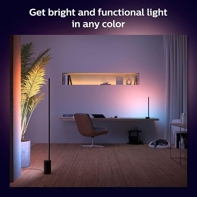 Philips Hue Signe Smart Table Lamp, Black, 1 Pack, White & Color Ambiance LED Color-Changing Light, Control LED Lamp with Hue App, Works with Alexa, Google Assistant, Apple HomeKit