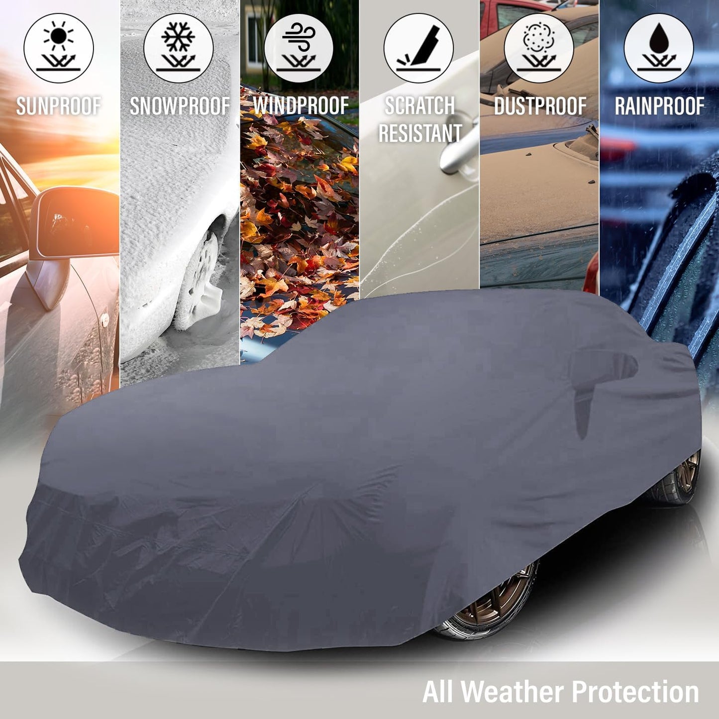 Supreme Full Car Cover – Pontiac Catalina 1966-1970 Station Wagon 4-Door Semi Custom Fit Waterproof Full Coverage All Weather Windproof Dust Proof Indoor Outdoor Automobile