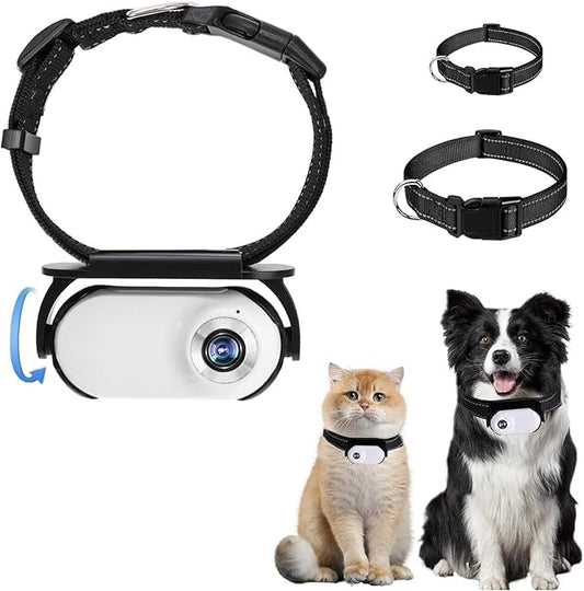 Cat Video Camera,Pet Collar Camera 120 Deg Lens OTG Connection Video Recording Adjustable Magnetic Cat Sport Camera for Outdoor 1920x1080P (White)