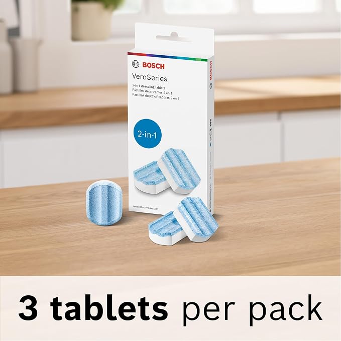 Bosch Descaling Tablets for VeroCafe Coffee and Espresso Machines | Remove Limescale, Corrosion Buildup - Maintenance Accessory for VeroCafe, 3 Tabs - TCZ8002US