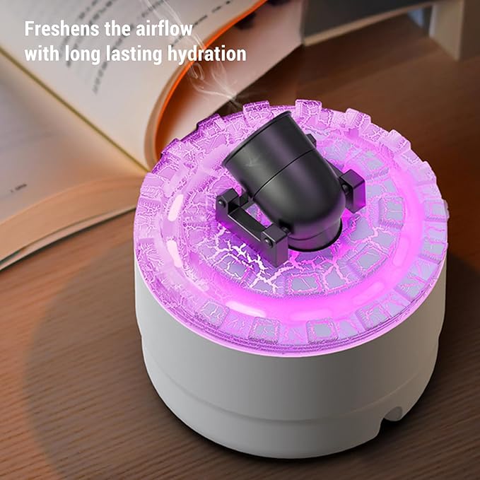 Essential Oil Diffuser Humidifier 200ml Quiet Volcano Cool Mist Humidifier Aromatherapy Diffuser with 7 Colors Light for Bedroom Office (White)