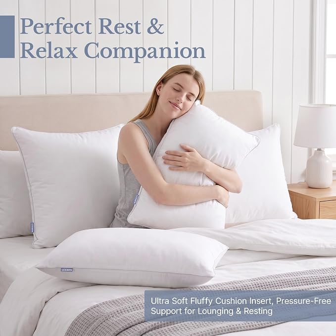 Leeden 14x22 Pillow Inserts Set of 2-14 Inch Rectangular Throw Pillow Insert, Soft Fluffy Couch Pillow Forms for Bed Sofa, White Decorative Insert Pair