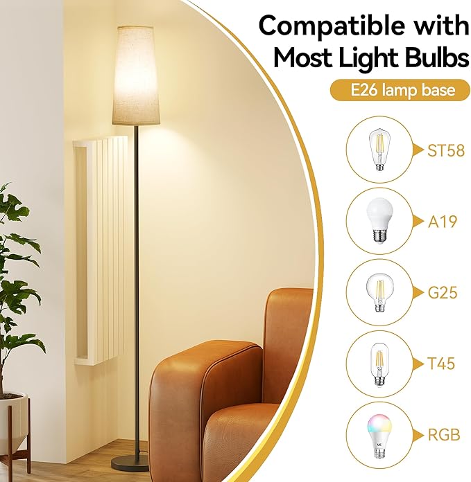SUNMORY Floor Lamps for Living Room/Bedroom/Office, Standing Lamp with Remote Control, 3 Color Temperature, Dimmable Corner Tall Lamp, Suitable for Modern/Boho/Farmhouse and Other Home Decor Styles
