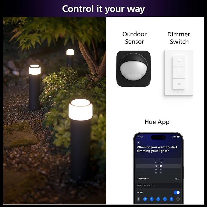 Philips Hue Calla Large Outdoor Pedestal Light (Low-Volt), (4.1 x 15.8 in) White & Color Pathway Light, Voice Control with Alexa, Apple Home & Google Assistant, Bridge Required