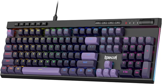 Redragon K580 Wired RGB Hall-Effect Magnetic Gaming Keyboard, Media Wheel | 0.1mm Adjustable Actuation for Valorant & FPS Stop-Shoot Precision, Zero Input Delay, 8K Polling, Fast Onboard Combo G Keys