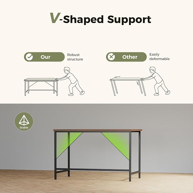 Mericonia 48x20 Inch Computer Desk, 0.6" Thick Small Office Table | Modern Simple Style, Small Study & Writing Table for Home Bedroom Work Walnut