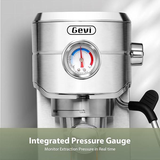 Gevi 20 Bar Compact Espresso Machine for Home,Latte、Cappuccino Coffee Maker | Removable Water Tank; Include Necessary Accessories; Can Make Americanos; Easy to Clean and Maintain; with Milk Frother;