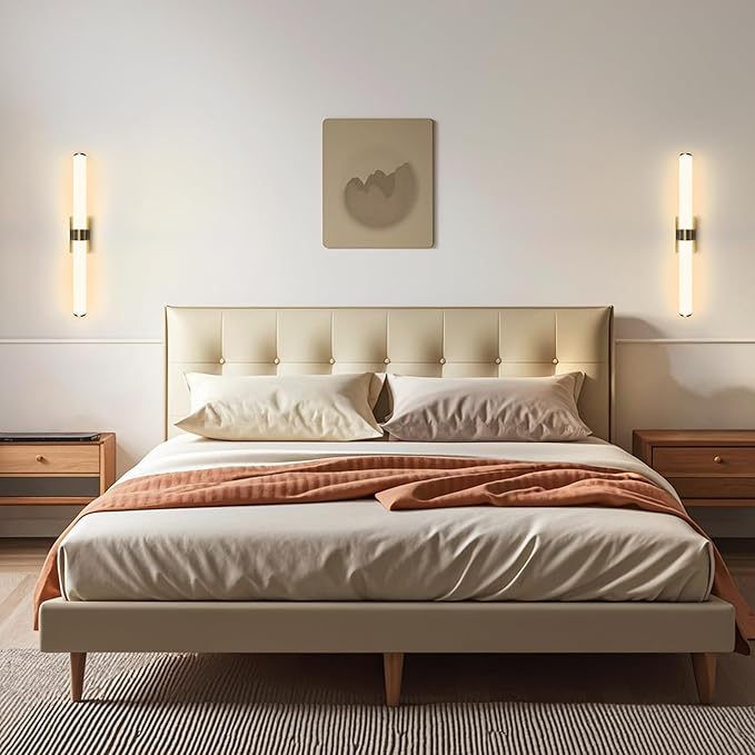 Kalium 33in Modern Wall Sconces, Dimmable Bathroom Vanity Lights, 3000K Warm White LED Indoor Sconces Lighting for Bathroom, Stairs, Living Room, Bedroom. Hardwired.