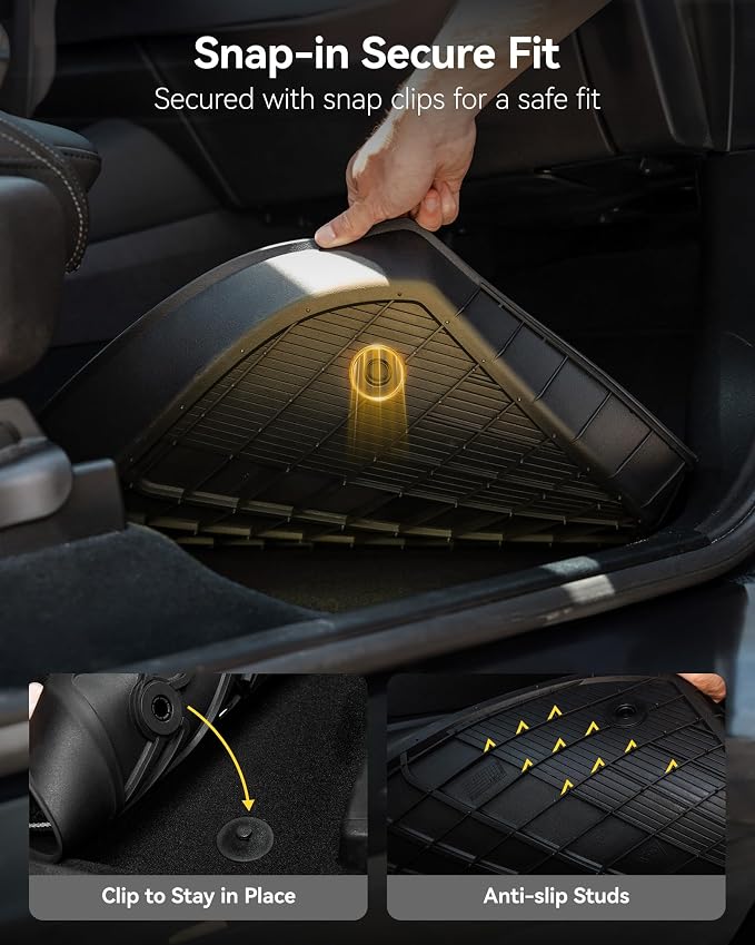 3W Floor Mats Fit for 2021-2025 2026 Ford Bronco 2 Door All Weather TPE Car Accessories Custom Fit Floor Liner 1st and 2nd Row Car Mats, Black (Not for Bronco Sport & Rubberized Floor)