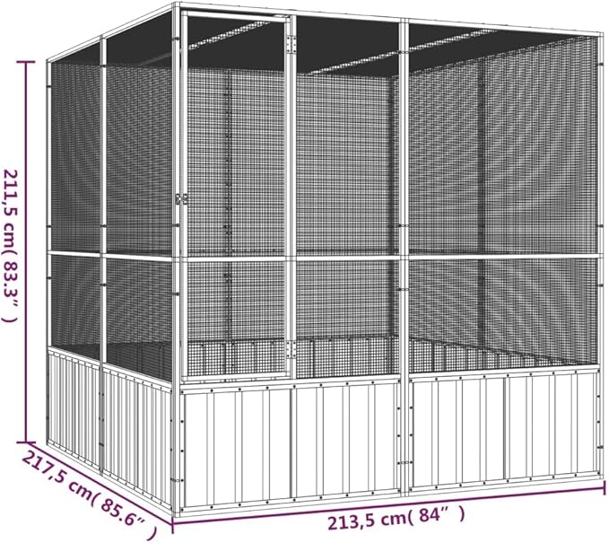 Tidyard Large Bird Cage, Spacious Galvanized Steel Aviary for Budgies and Parrots, Rectangular Shape, Outdoor Use, 84.1 x 85.6 x 83.3 in