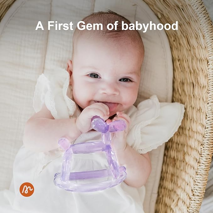 Crystal Jelly Baby Teether – Jellydog Teething Relief Toy for Infants 3-6 Months, Silicone Handheld Teething Toy, BPA-Free, Odorless, Prevents Choking, Safe for Babies (Amethyt)