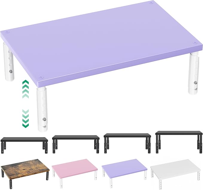 OPNICE Desk Organizers and Accessories, Adjustable Computer Monitor Stand Riser, Laptop Stand, Office Desk Accessories & Workspace Organizers for Women, Purple Wood