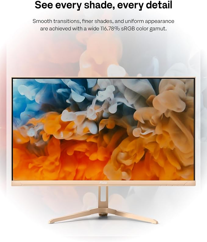 Pixio PX249 Wave Beige 24 inch 240Hz Refresh Rate FHD 1080p Resolution Fast IPS Panel 1ms GTG Response Time Built-in Speakers Gaming Monitor with Adaptive Sync