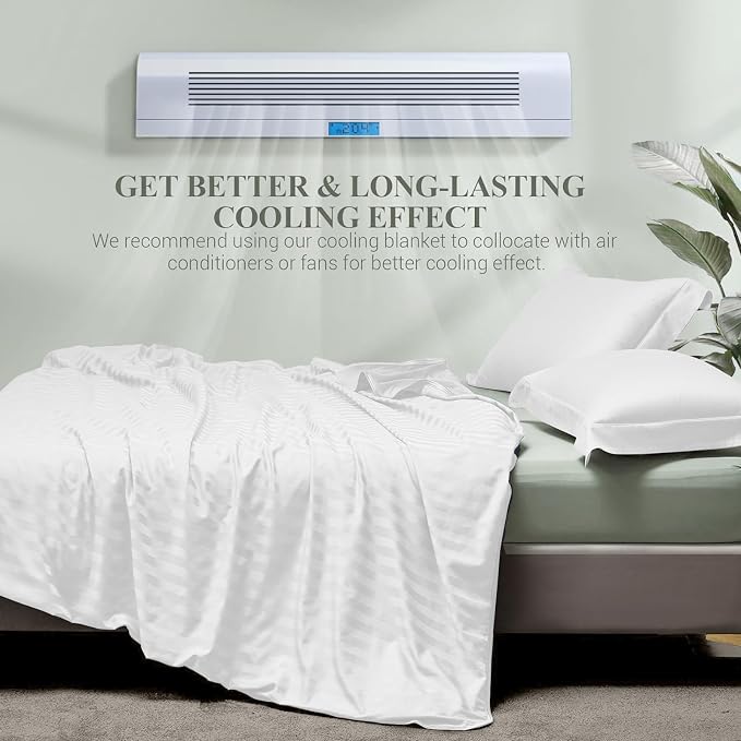 Elegear Double-Sided Arc-Chill® 3.0 Cooling Blanket for Hot Sleepers, White | Q-Max>0.5 Cooling Fabric, Absorbs Heat to Keep Body Cool, Lightweight Summer Blankets for Night Sweats & Menopause, 79"x86"