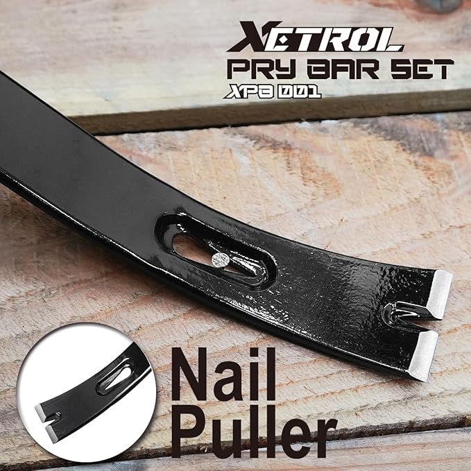 4-Piece Flat Pry Bar Set -15" 10" 7.5" 5.5" Crow Bar with Nail Puller,Utility Heavy Duty Claw Bar,Mini Pry Bar for Woodworking,Prying,Lifting,Pulling,Home Remolding & Woodworking