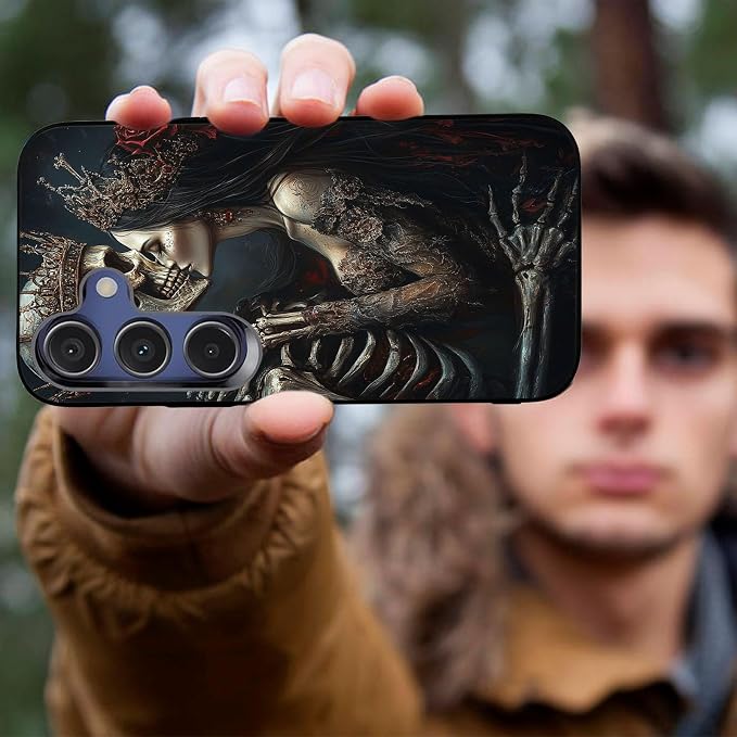 Designed for Galaxy S24 FE Phone Case,Slim Silicone Shockproof Protective Case for Galaxy S24 FE 6.7 inch,Skeleton Couple Love Scene