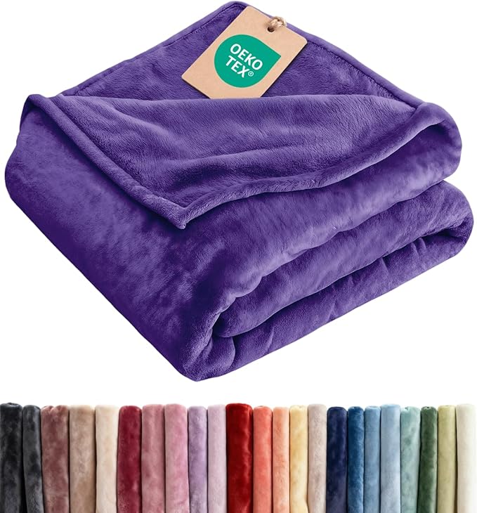 Fleece Blanket Throw XL - Ultra-Soft Flannel Fleece Blanket - Purple Haze | Soft, Warm, Outdoor Picnic Blanket for Camping, Travel, Lightweight, Cozy, Anti-Static, Home Decor Gifts for Men & Women