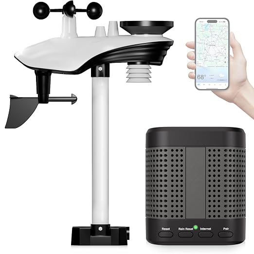 WiFi Smart Weather Station with Weatherseed�� AI 24H/7D Accurate Forecast, Wireless Indoor Outdoor Sensor, 2-Year Data Storage, No Display, 2.4GHz WiFi Only
