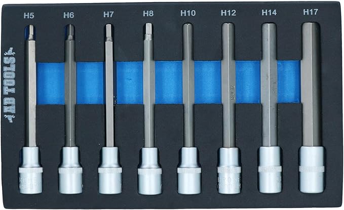 1/2" Drive Allen Hex Key Sockets Extra Long 140mm 5mm - 17mm 8pc Set