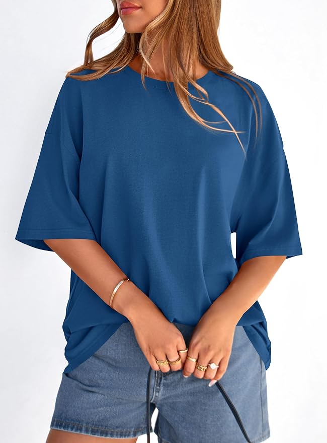 PRETTYGARDEN Womens 2026 Spring Going Out Tops Casual Short Sleeve Crewneck Loose Fit Basic Oversized T Shirts Summer Outfits