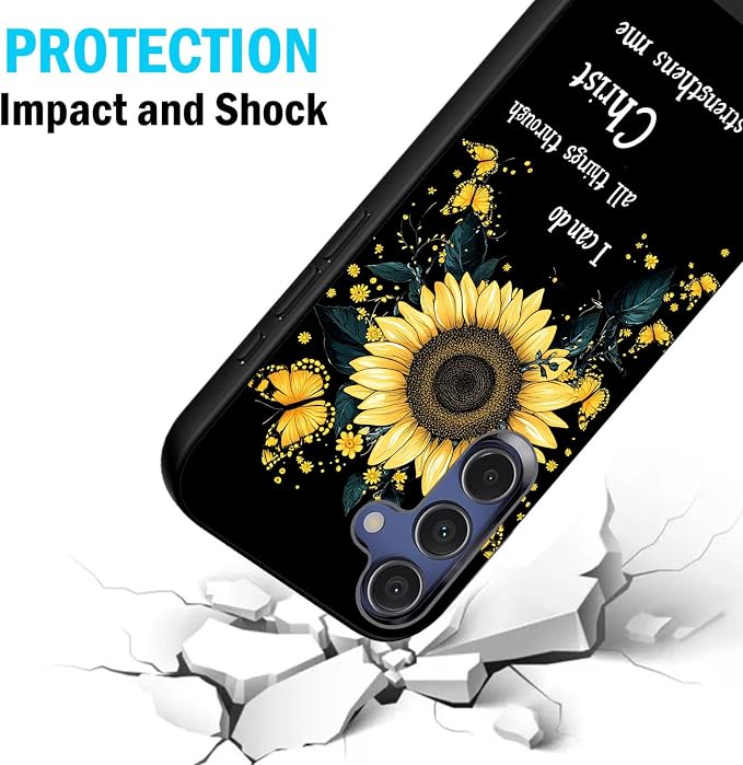 Designed for Galaxy S25 Plus Phone Case,Slim Silicone Shockproof Protective Case for Galaxy S25 Plus 6.7 inch,Sunflower Butterflies