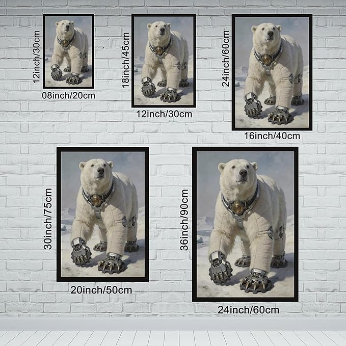 Framed Futuristic Fantasy Wall Art for Living Room TV Wall Modern Tech Style Home Decor 24x36in