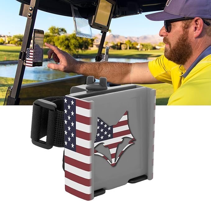 DESERT FOX GOLF Phone Caddy – Adjustable Golf Cart Phone Holder with Secure Strap for Hands-Free GPS & Golf Apps – Universal Fit