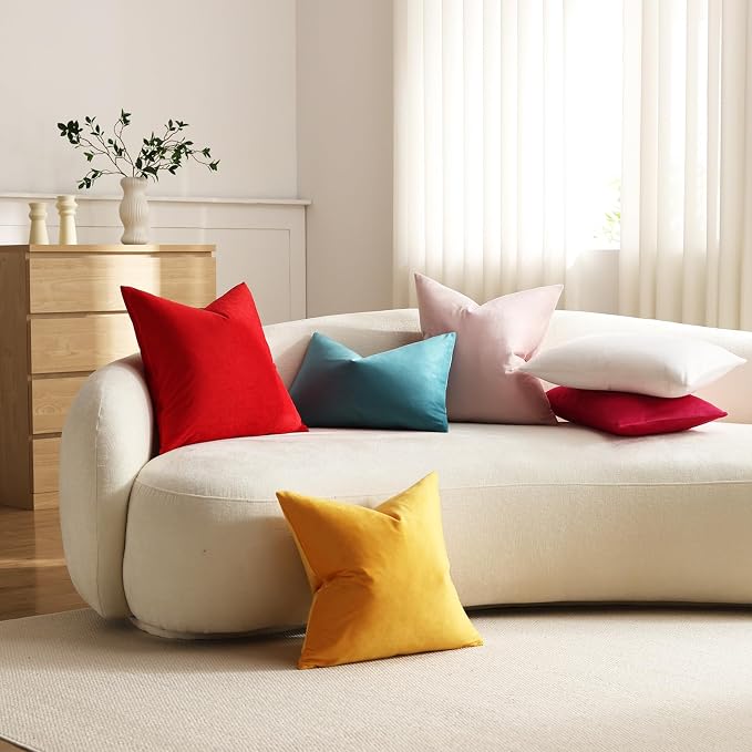 Euro Sham Covers 26x26 Gold Yellow: Pack of 2 Cozy Soft Velvet Square Modern Luxury Decorative Throw Pillow Cases for Sofa Couch Living Room Bed Home Decor