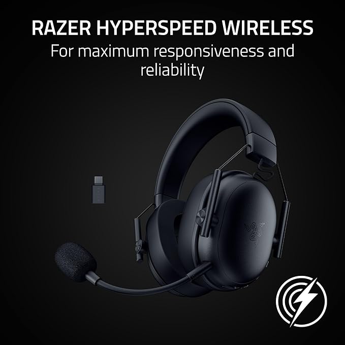 Razer BlackShark V3 X HyperSpeed Wireless PC Gaming Headset, Black | 50mm Drivers, Cardioid Mic, 2.4 GHz, Bluetooth, USB, Works with Mac, PS5, Nintendo Switch, Smartphone, 70 Hr Battery