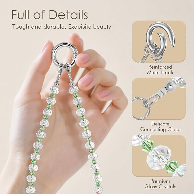 SURPHY Phone Charm, Handmade Beaded Phone Wrist Strap with Tether Tab | Phone Charm Strap, Phone Chain with Premium Metal Buckle, Wrist Strap Fits Cellphone Cases, Wallets, Bags, Keys