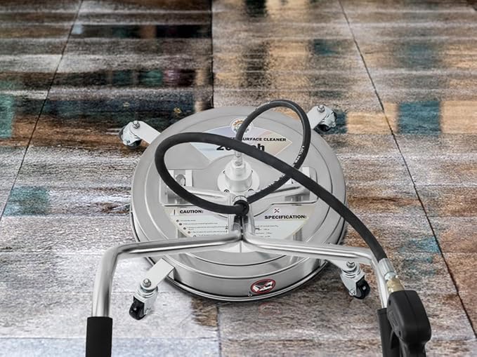 PWACCS 20" Pressure Washer Surface Cleaner, Stainless Steel Power Wash Surface Washer with Dual Handle & 4 Wheels, 4500 PSI Pressure Washer Scrubber for Cleaning Concrete, Cement, Patios and Driveways
