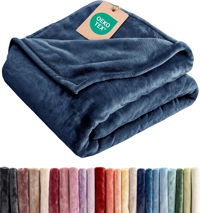 Fleece Blanket Kids Size - Ultra-Soft Warm Flannel Fleece Blanket - Navy | Soft, Warm, Outdoor Picnic Blanket for Camping, Travel, Lightweight, Cozy, Anti-Static, Home Decor Gifts for Men & Women